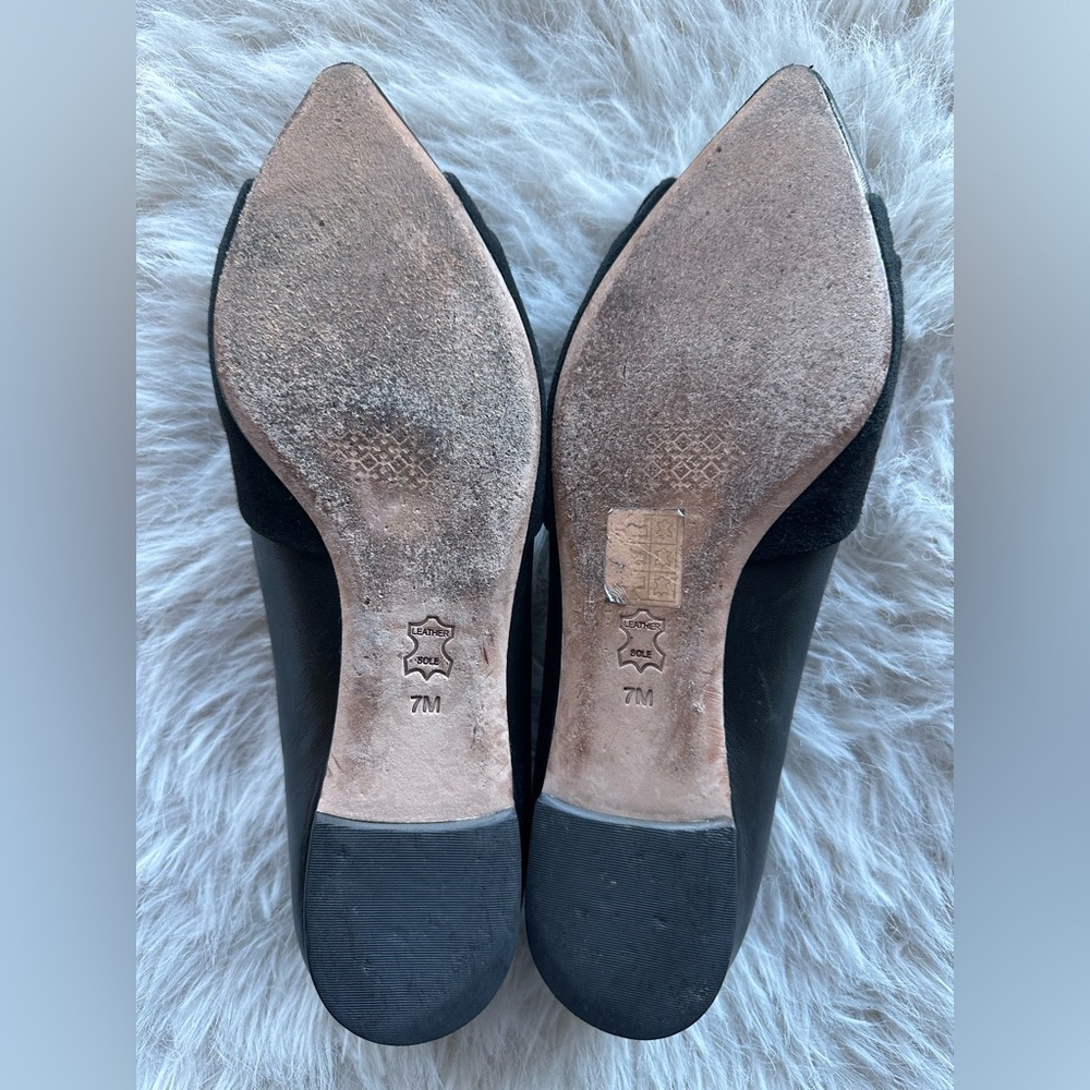 Tory Burch Eleanor size 7 Black Flats with Bow Accent pointy toe suede - Picture 12 of 16